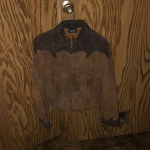 Light and bark drown zip up leather jacket